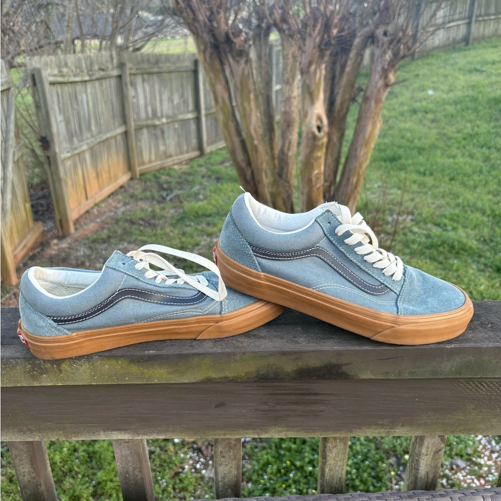Vans Blue and Tan Women's Shoes